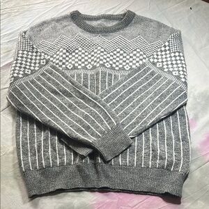 Vintage Gray Patterned Men's Sweater